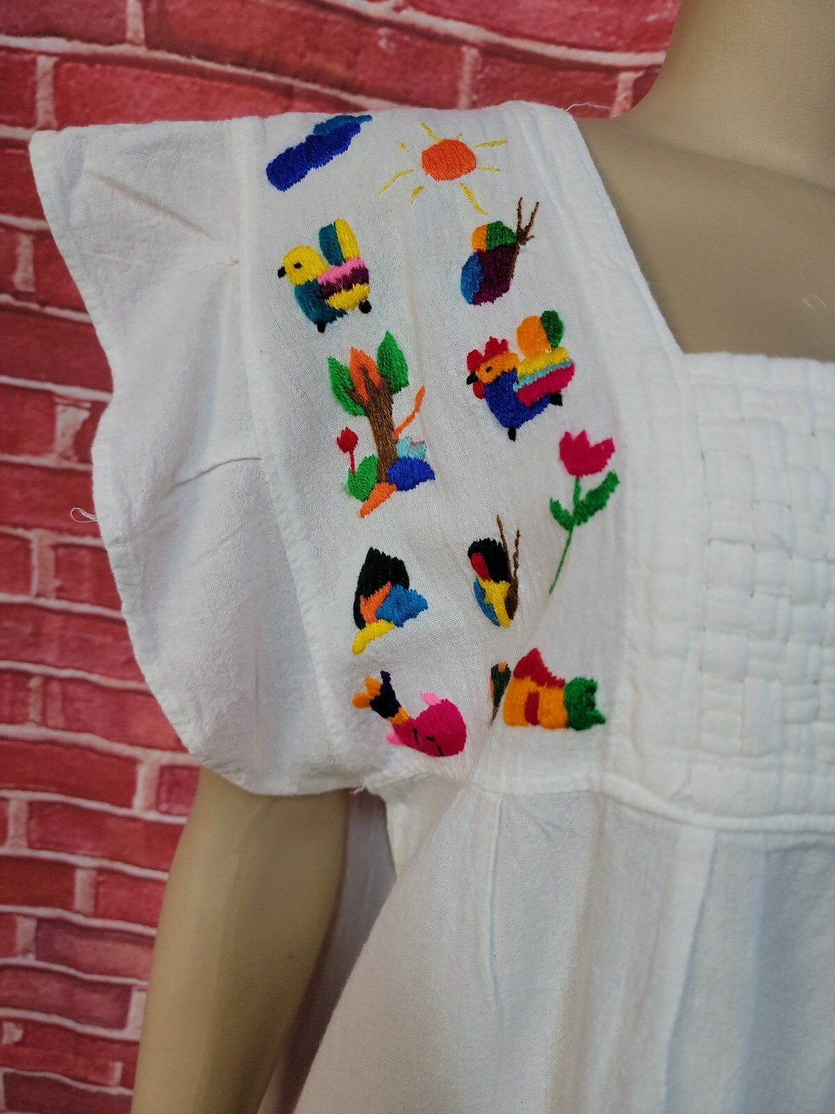 Embroidered Tunic Dress Square Neck Relaxed Fit Made In El Salvador Size L ? #W7