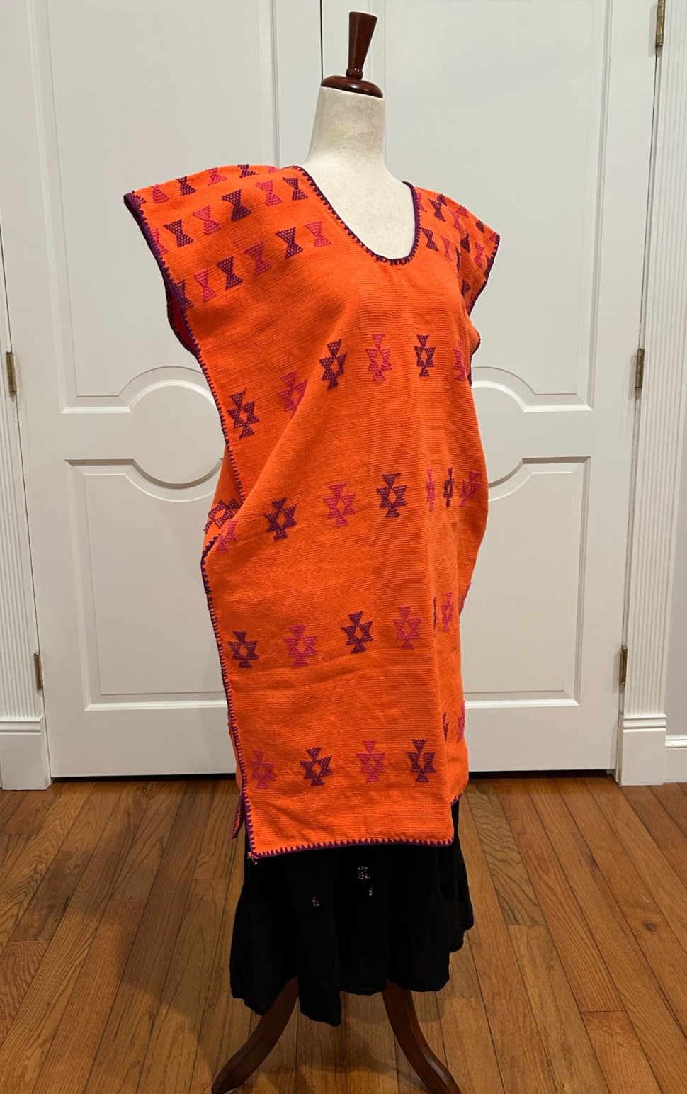San Juan Colorado Huipil Mexican Kaftan made on backstrap loom.