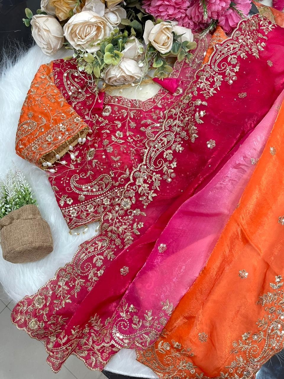 Ready to Wear Fendy Satin Saree with Heavy Sequin Embroidery | Designer Border &