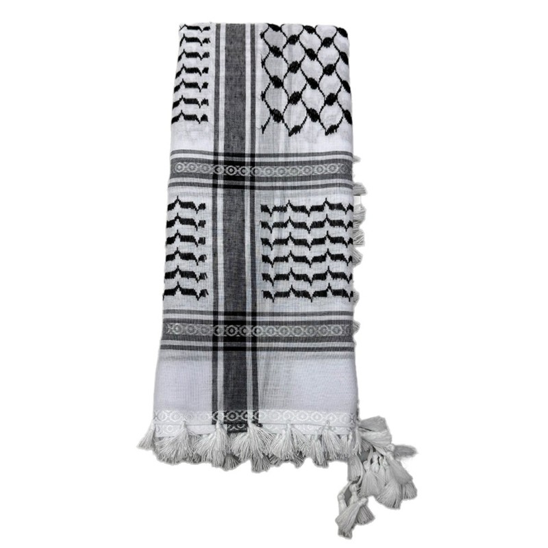 Simple Fringed Arafat Head Scarf Unique Pattern Shemagh for Ethnic Enthusiasts