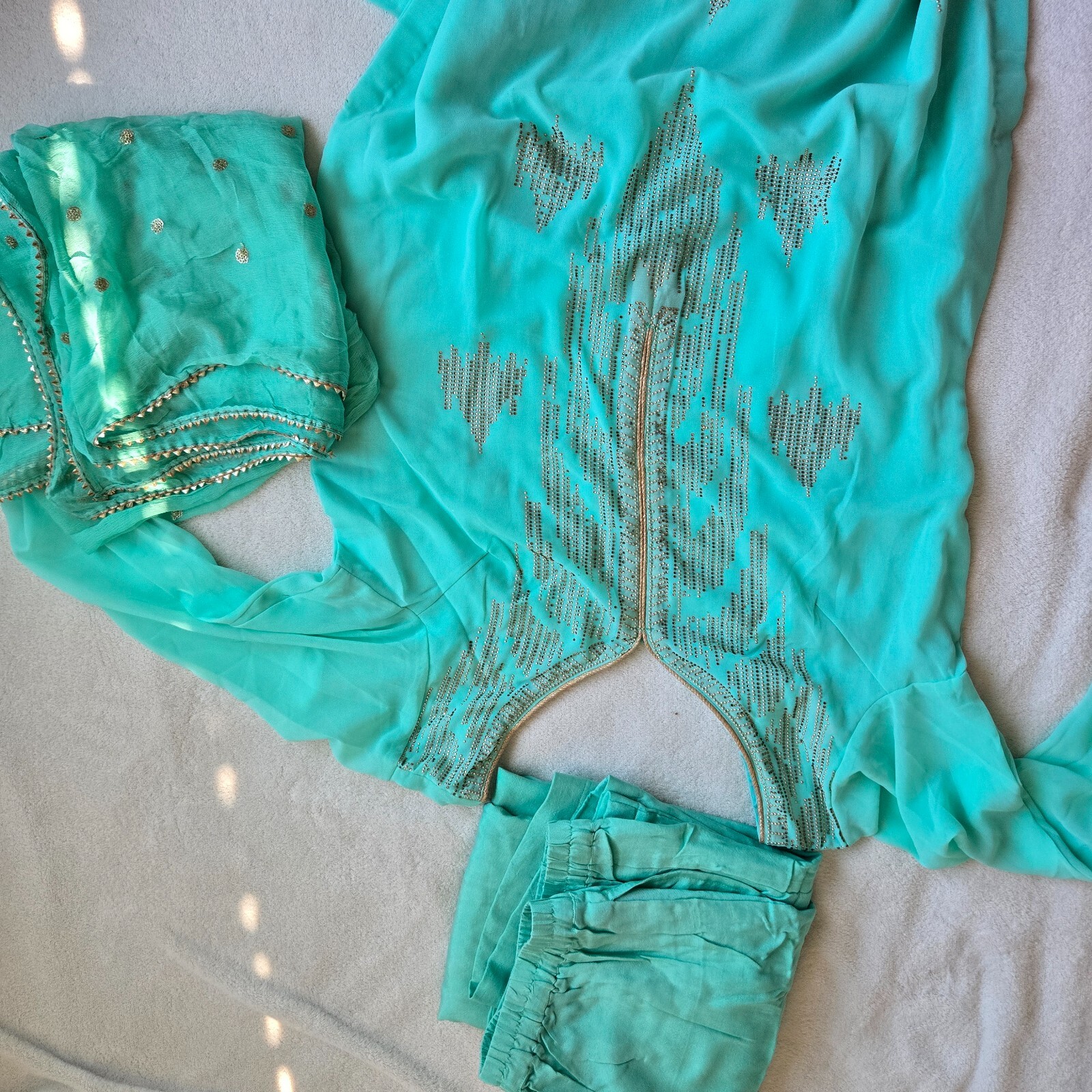Turquoise Indian Suit NEGOTIABLE