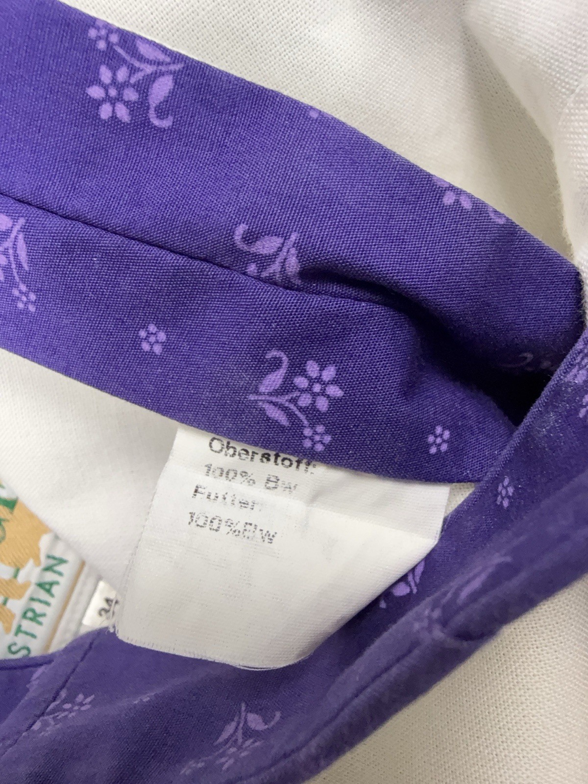 Wenger Cotton Dirndl Dress Apron Blouse Purple Green Oktoberfest XS 34