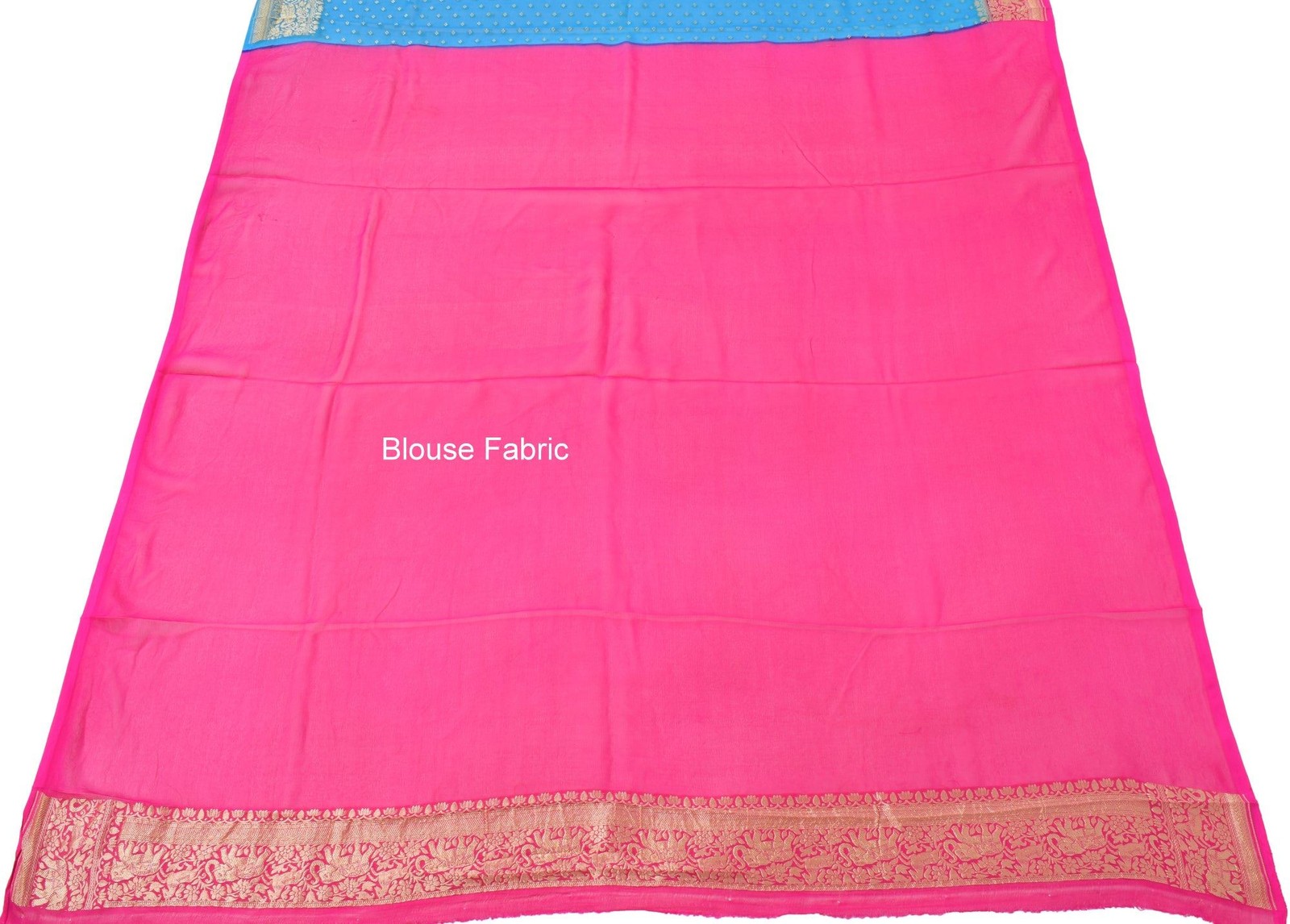 Turquoise Blue Pure Khaddi Georgette Silk Banarasi Handloom Woven Saree Fabric