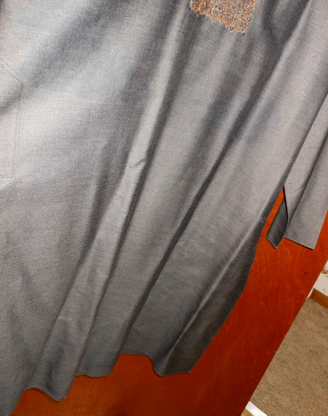 Men’s Embroidered BUDDHA Tunic Charcoal Gold Formal Ethnic Size 44 Long Sleeve