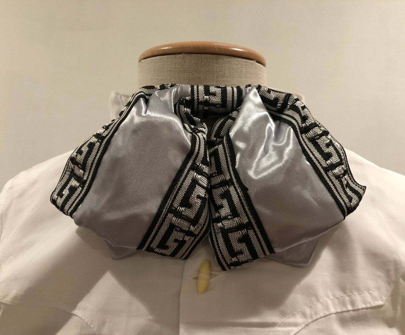 Mexican Charro Moño Doble Silver Plata Black Grecas Mariachi Quinceañera Bow