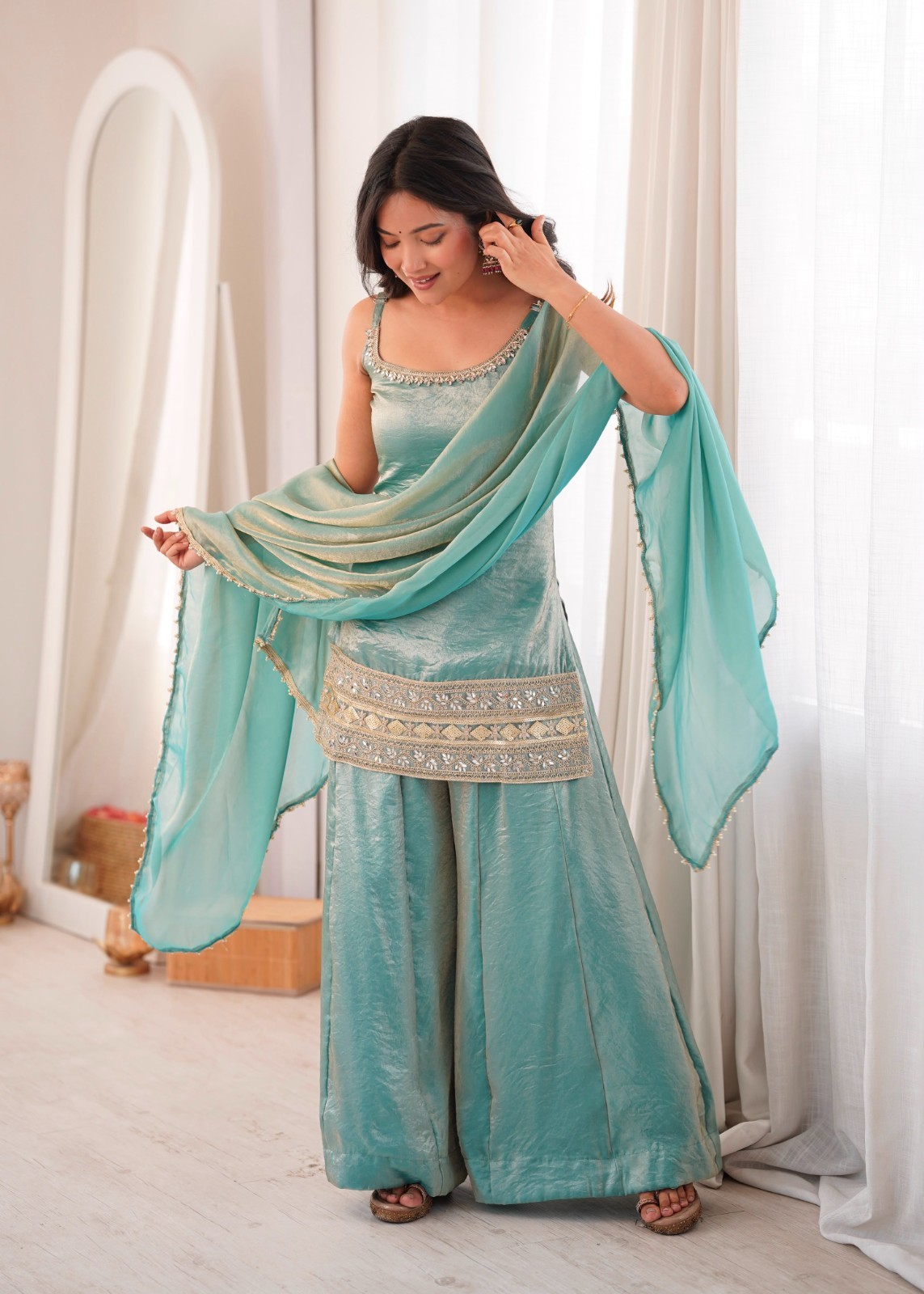 SALWAR KAMEEZ INDIAN PAKISTANI WEDDING PARTY DRESS PALAZZO SHARARA PLAZZO SUIT