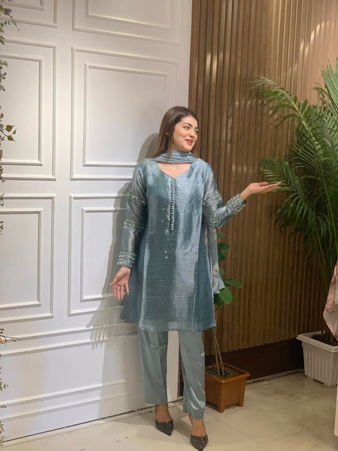 Bollywood Design silk 3pc kamiz suit Indian Pakistani New