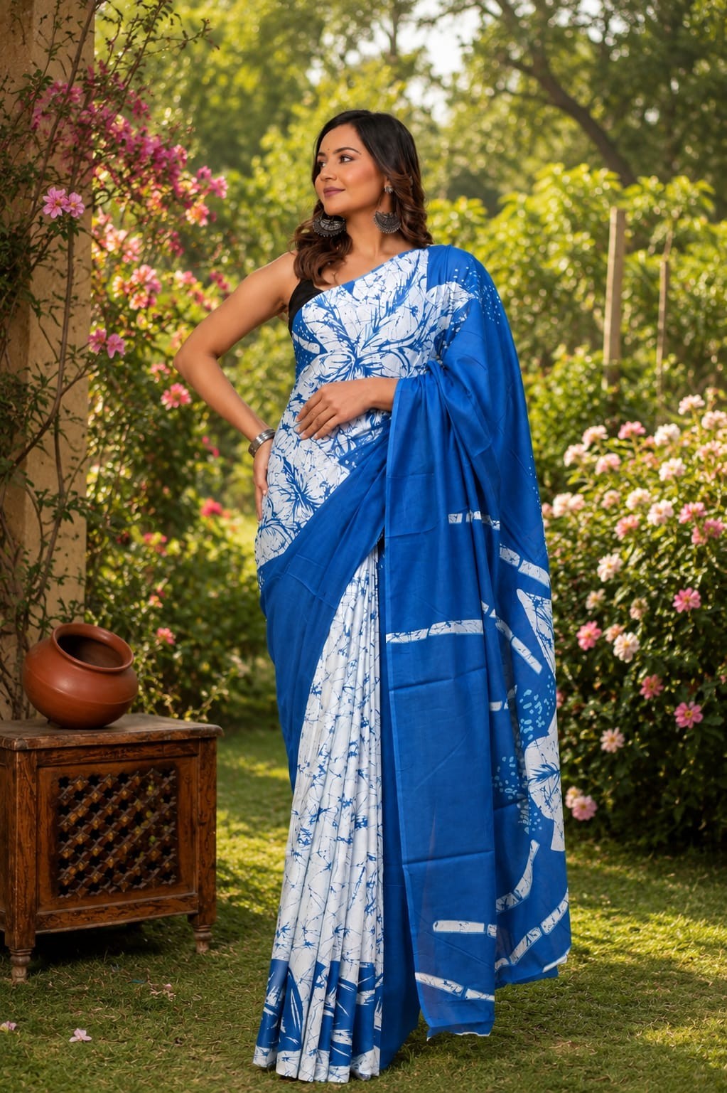 Indian Hand Block Printed Bagru Soft Cotton Saree for Women Casual Office Wear