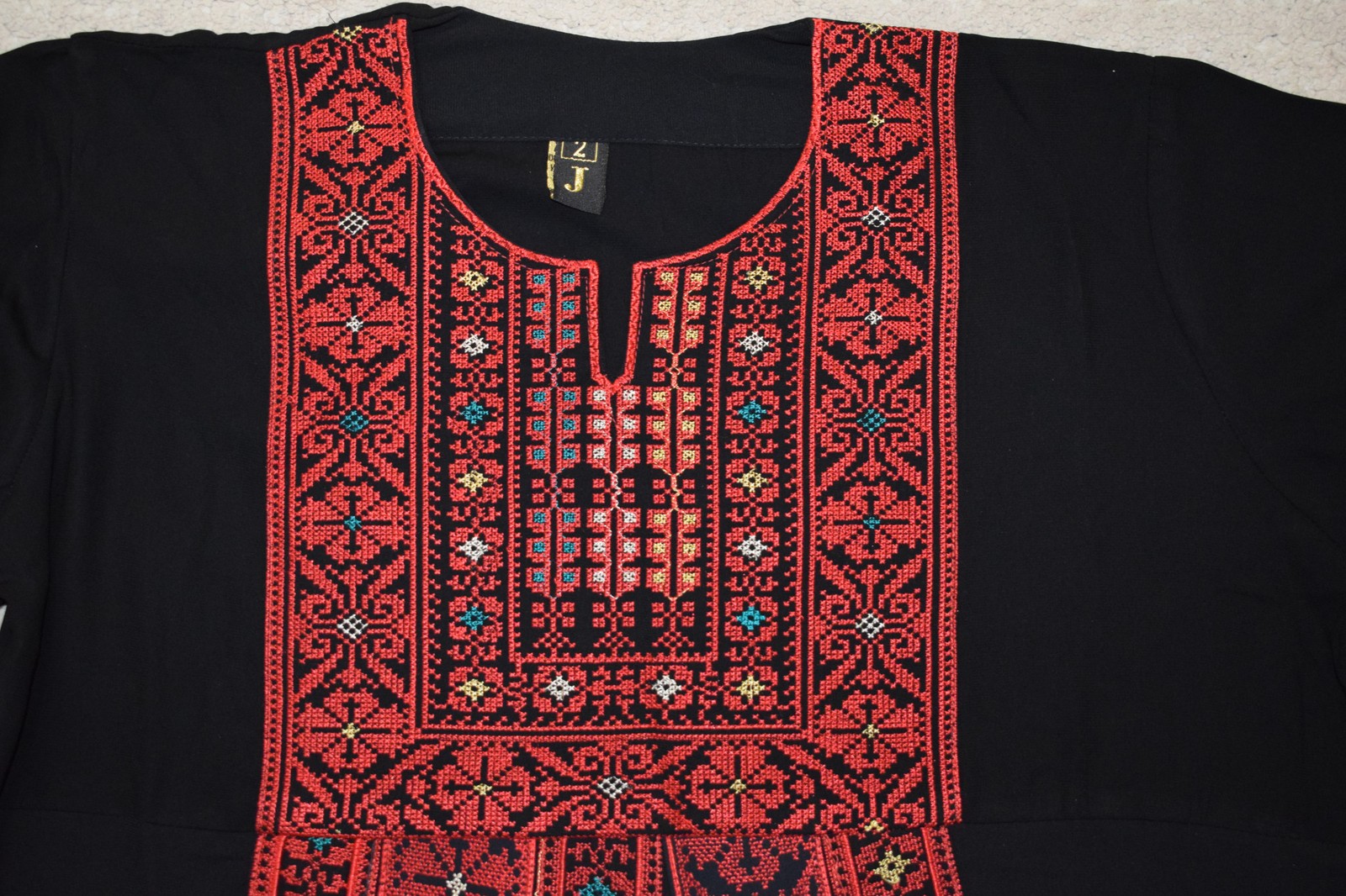 Palestinian Tatreez Kaftan Thobe – Bedouin Style Dress – Boho Caftan Abaya Gown