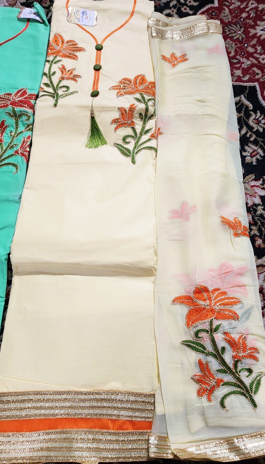 3 Peice 100% cotton Unstitched open fabric Salwar Kameez dupatta suit set