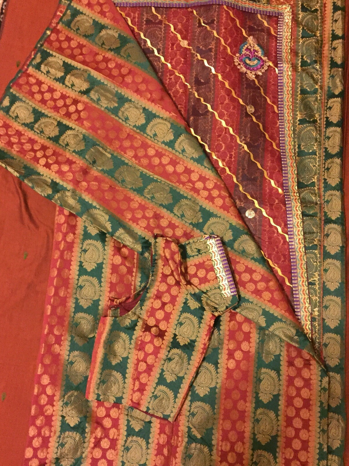 Maroon/Red/Green Net/Half Saree Designer Art silk saree w/stitched blouse/Fall