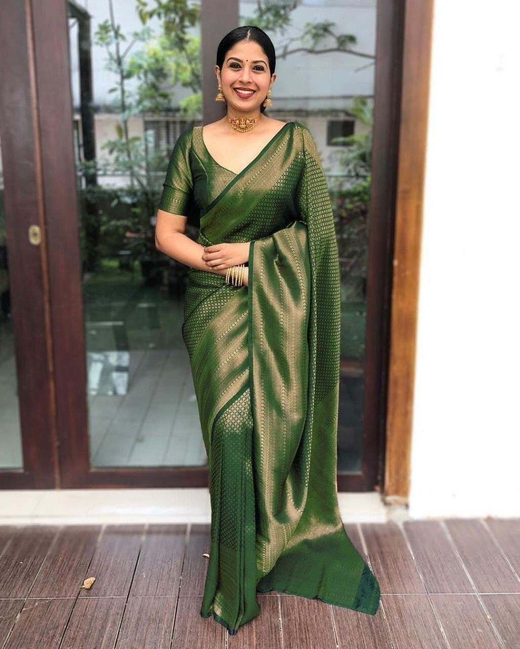 Soft Litchi Silk Saree Jacquard Banarasi Art Silk Indian Wedding Sari Blouse