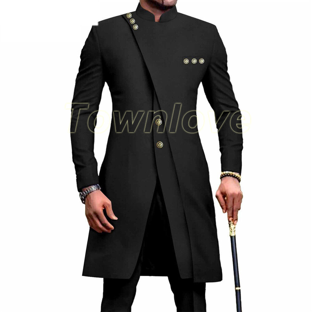 Men’s African 2 Piece Set Traditional Shirt and Pants Set Suit Middle East Suit