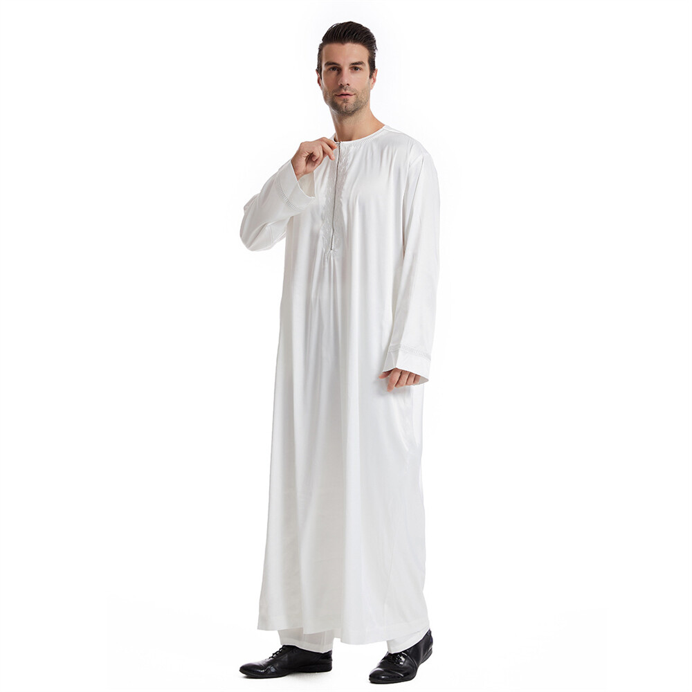 Muslim Men Saudi Abaya Kaftan Thobe Jubba Thoub Robe Dress Dishdasha Arab Gown
