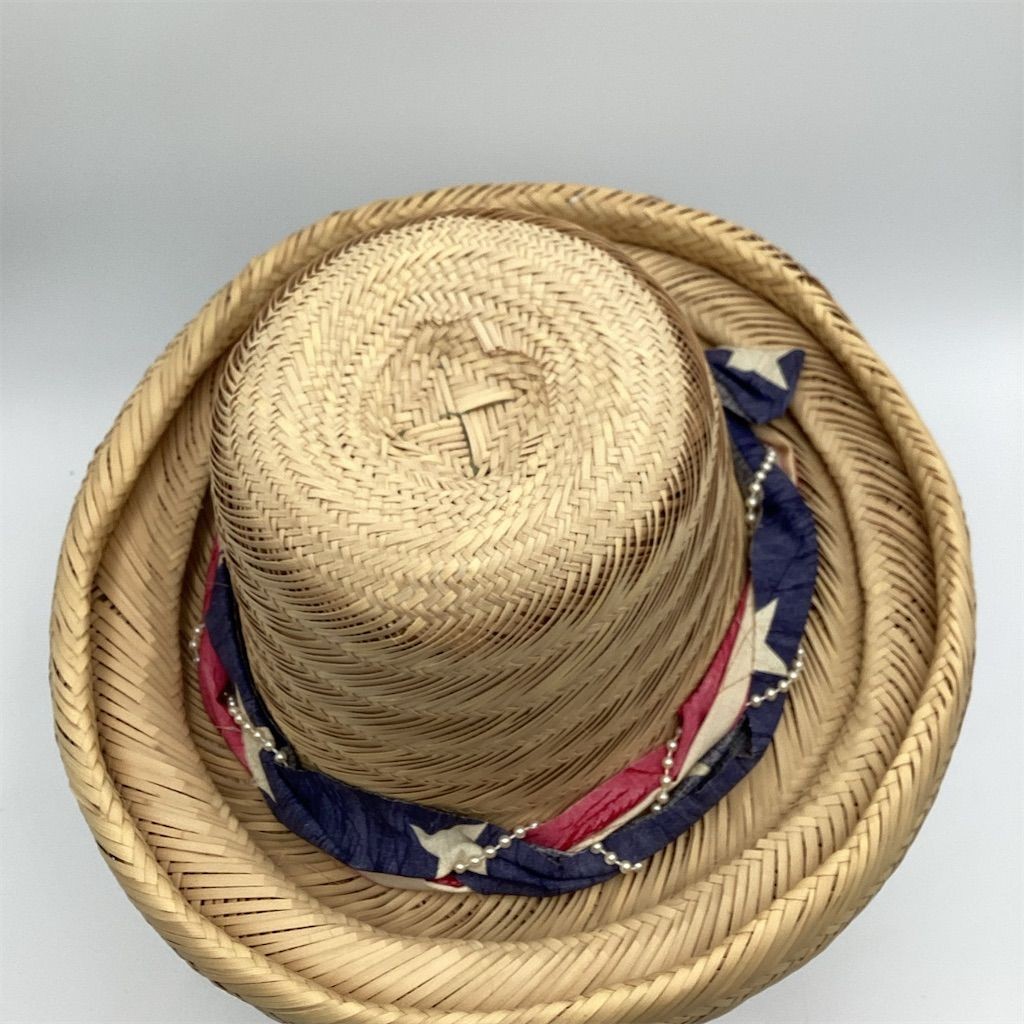 Unisex Straw Hat with USA Flag Band Beige