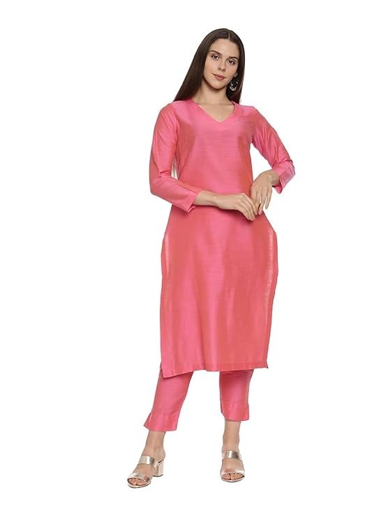 Indian Bollywood Women Cotton Blend Regular Kurta Set
