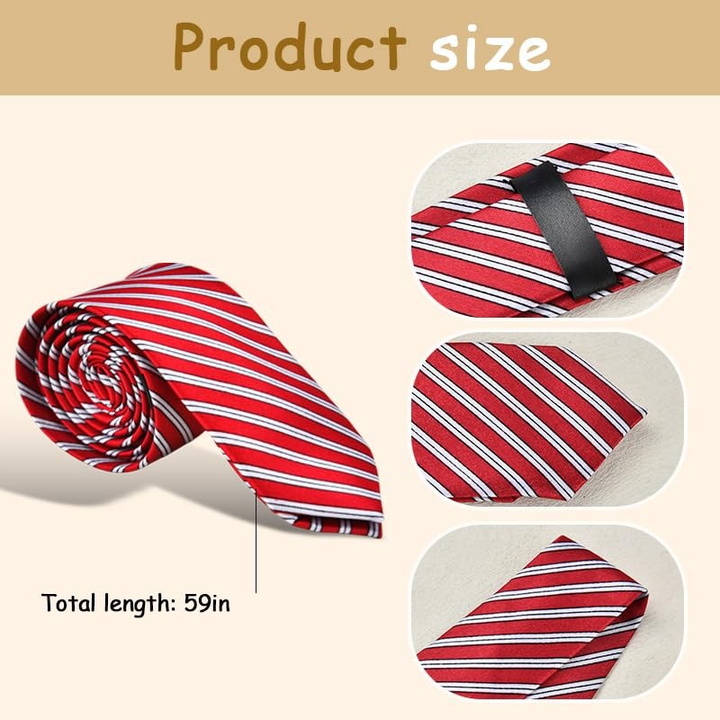 YALLNASL Vintage Polka Dot Ties for Halloween Leopard Print Red Striped