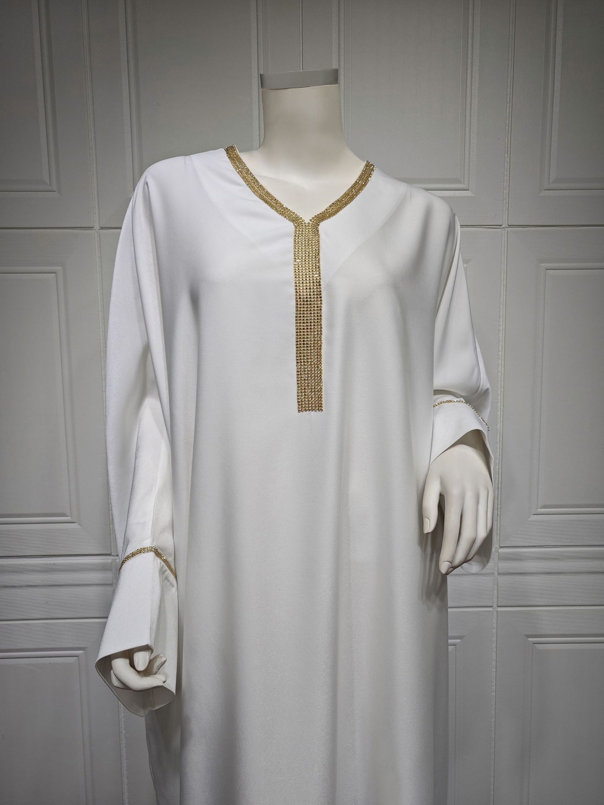 Versatile Dress Bat Sleeves Rhinestones Inlaid Fashion Women Arab Robe Abaya