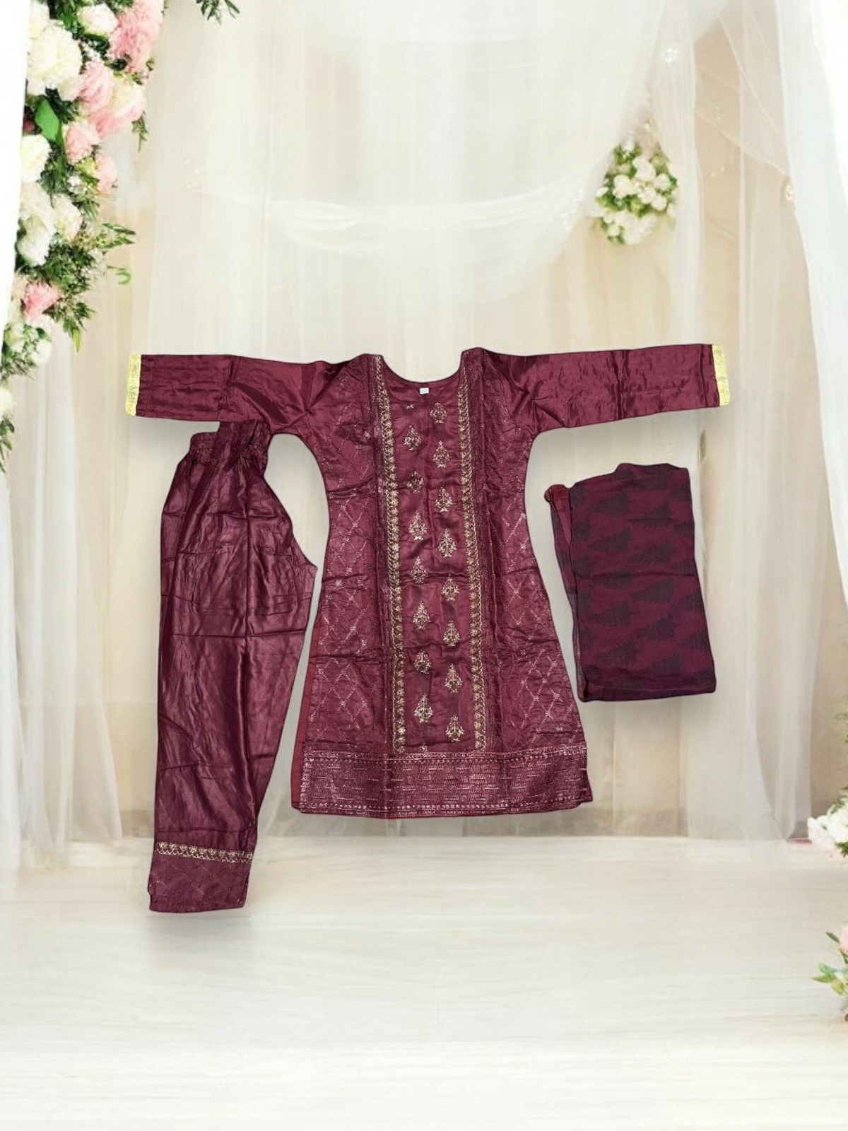 Traditional Cotton Salwar Kameez Set for Girls, Cultural Wear for Kids, 10