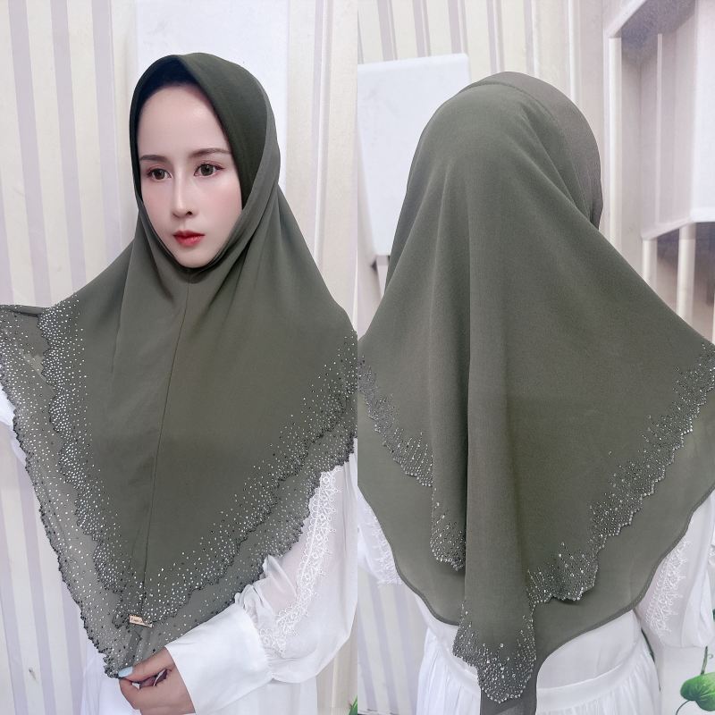 Muslim One Piece Solid Color Amira Prayer Hijab Cap Shayla Turban Shawl Headwear