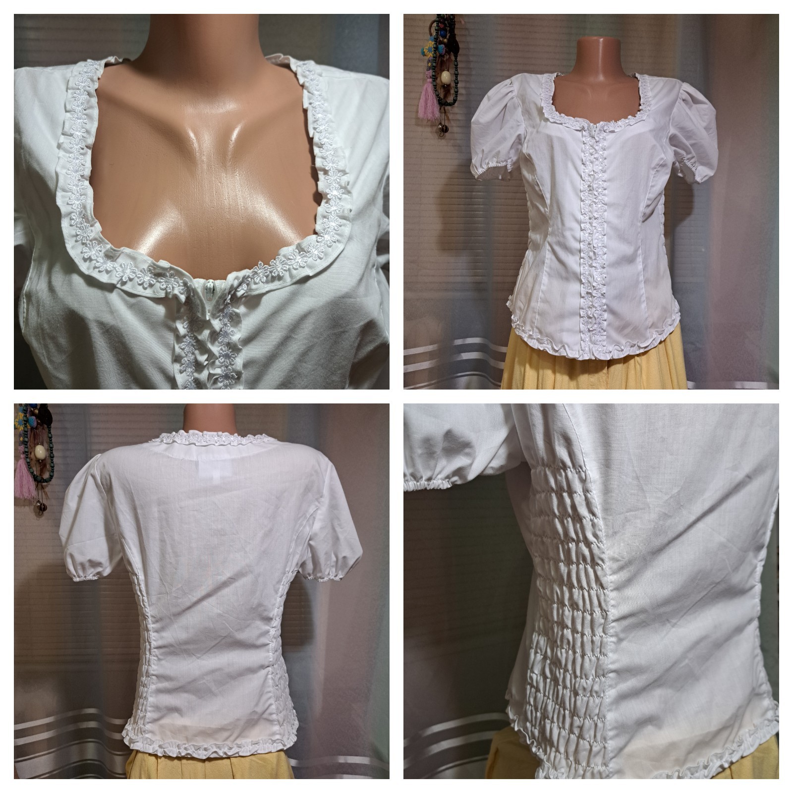 Vintage German Dirndl Set Bodice Blouse Skirt Linen Alpine Oktoberfest Sz M/EU40