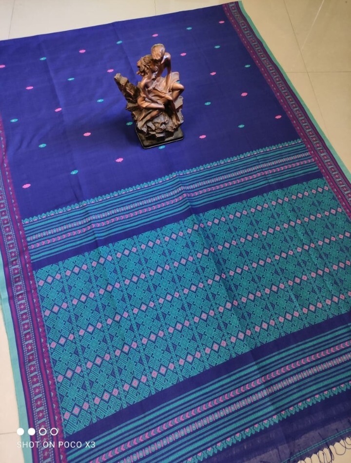 Assam Handwoven Khadi Cotton Saree Pure Mercerized Cotton Saree, Blouse Piece