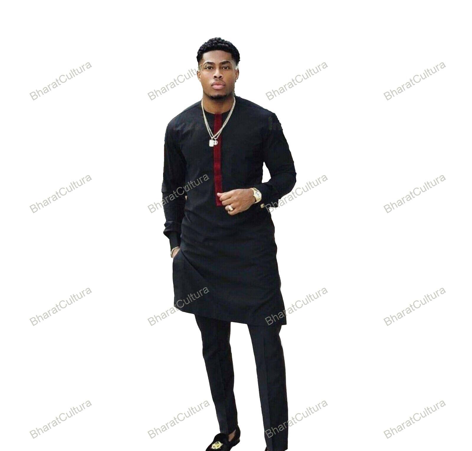 Mens Kurta Fashion Shirt Mens Kurta Cotton India Dress Kurta Color Black