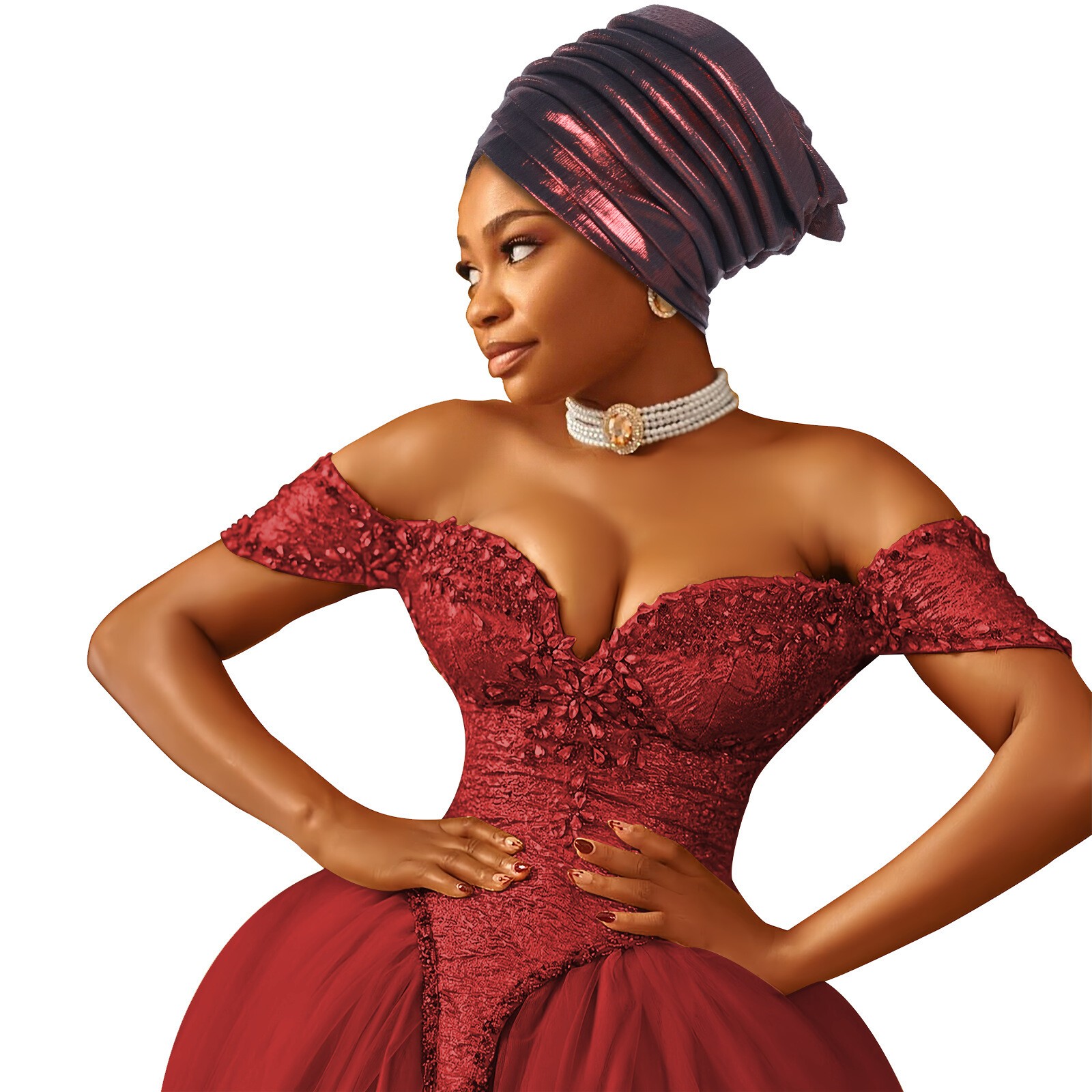 Women Wrap Cap Muslim Solid Color Multilayer Hat Africa Auto Gele Wedding Cap