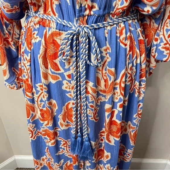 NWT JESSICA SIMPSON Laila Floral Longline Kimono Rope Tassel Cinched Waist, 1X
