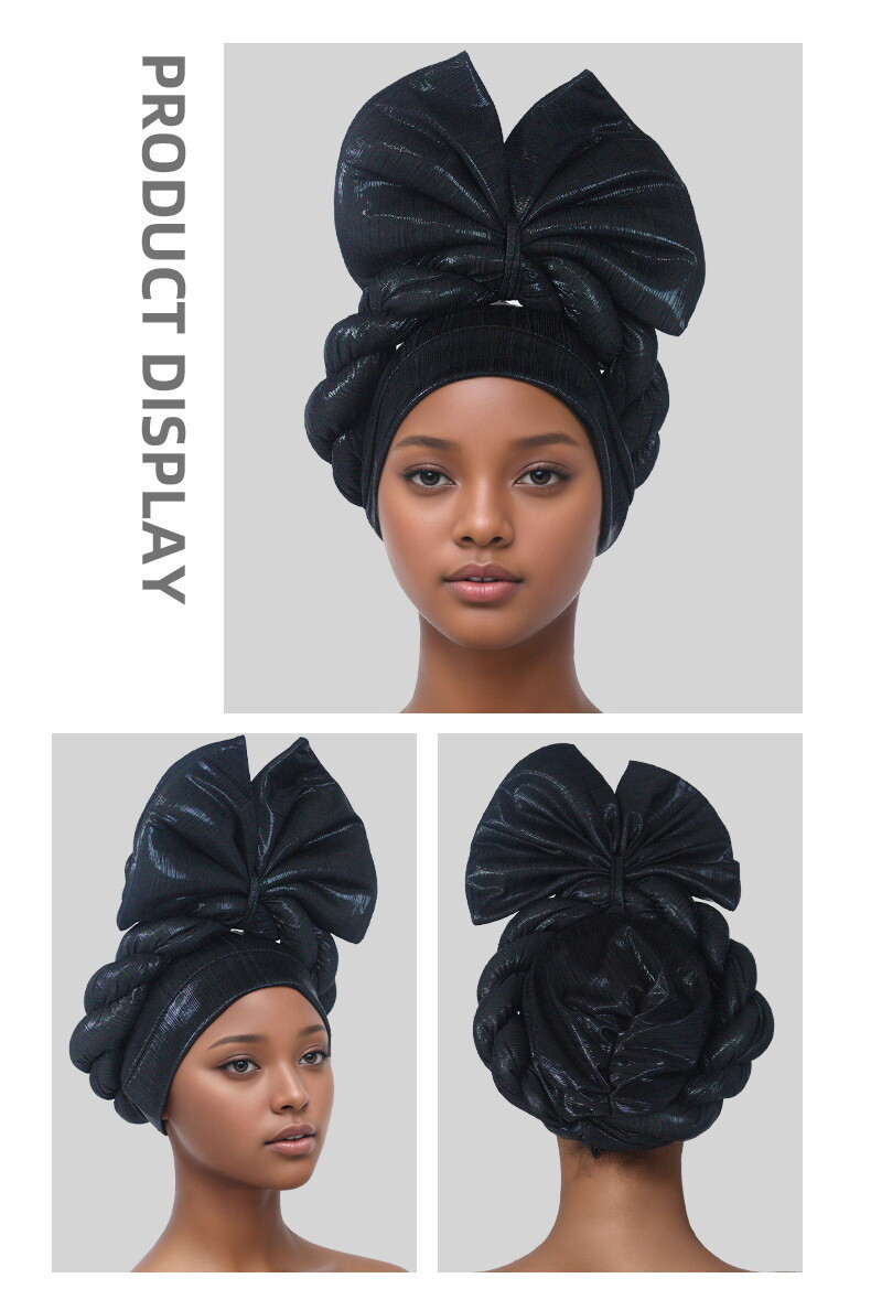 Auto Gele Headtie Head Cover Caps Women Bowknot Head Wrap Wedding Caps Headwear