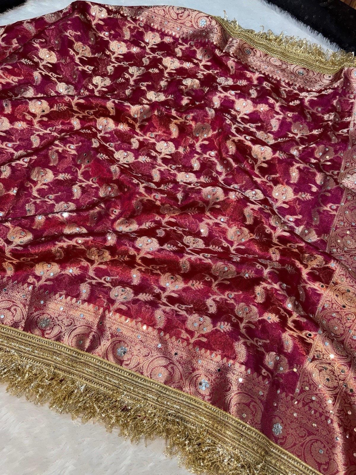 Tissue Silk Saree Banarsi Saree Wedding Saree For Women Indian Sarees Silk Sari