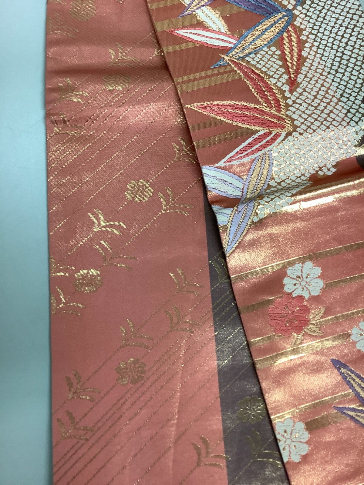 Japanese Vintage Kimono Han Obi silk pink tradition expensive embroidery 170x6in