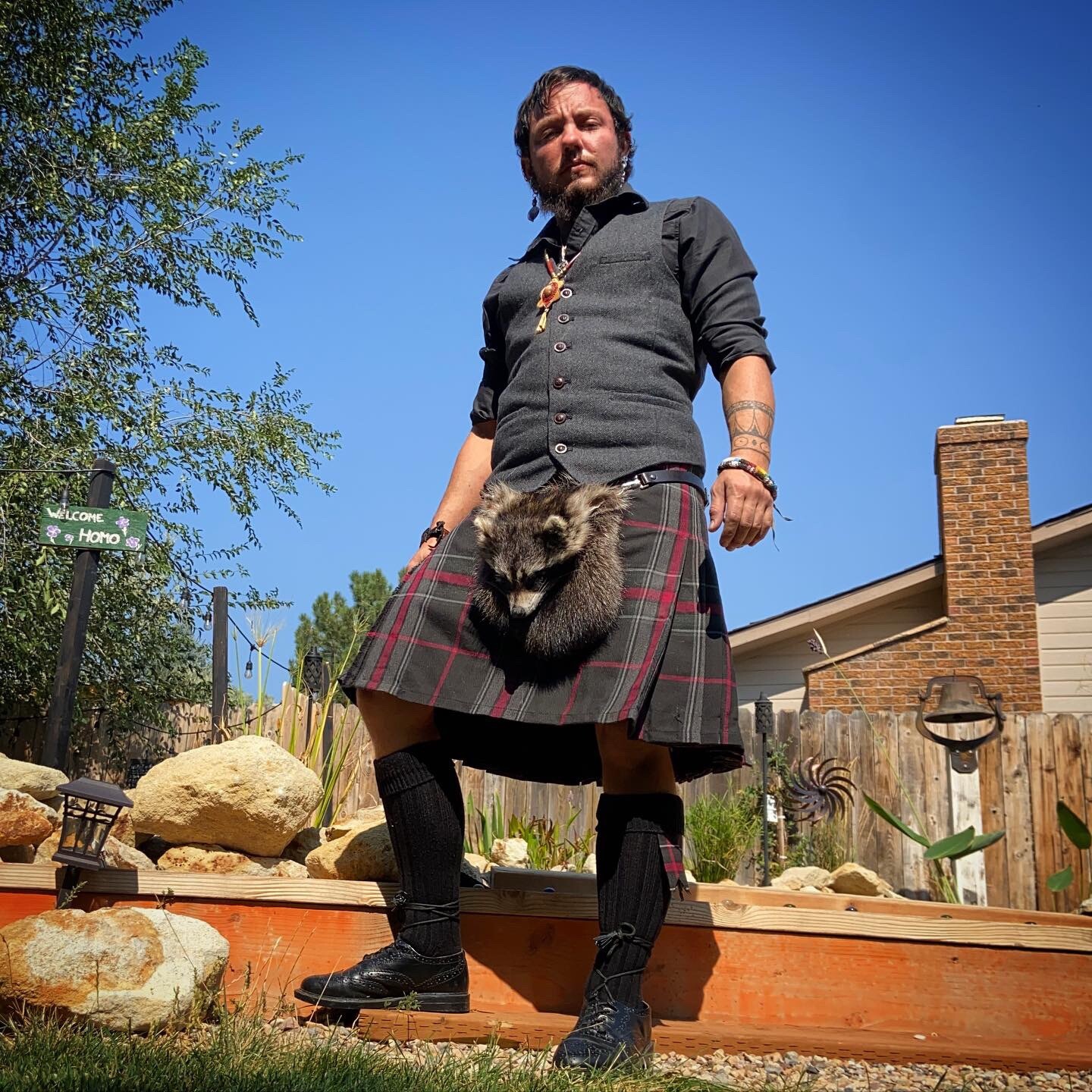 Raccoon sporran masked sporran Scottish for kilt bag gaelic celtic fur sporran