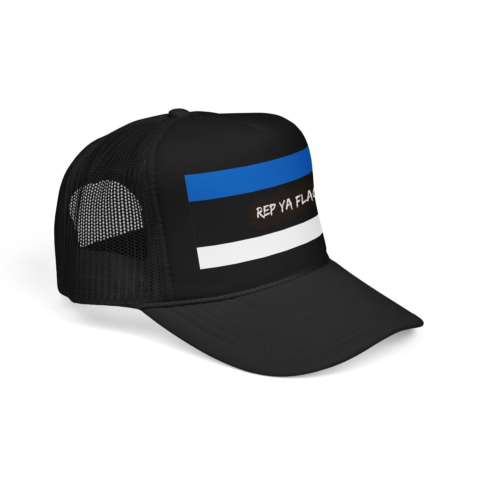 Estonia Flag Trucker Hat – Estonian Foam Snapback Cap – Black / One size