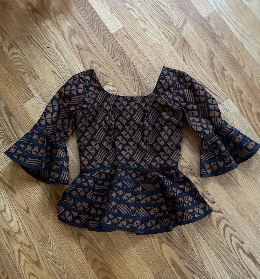 African print Brown and Black Skirt Set
