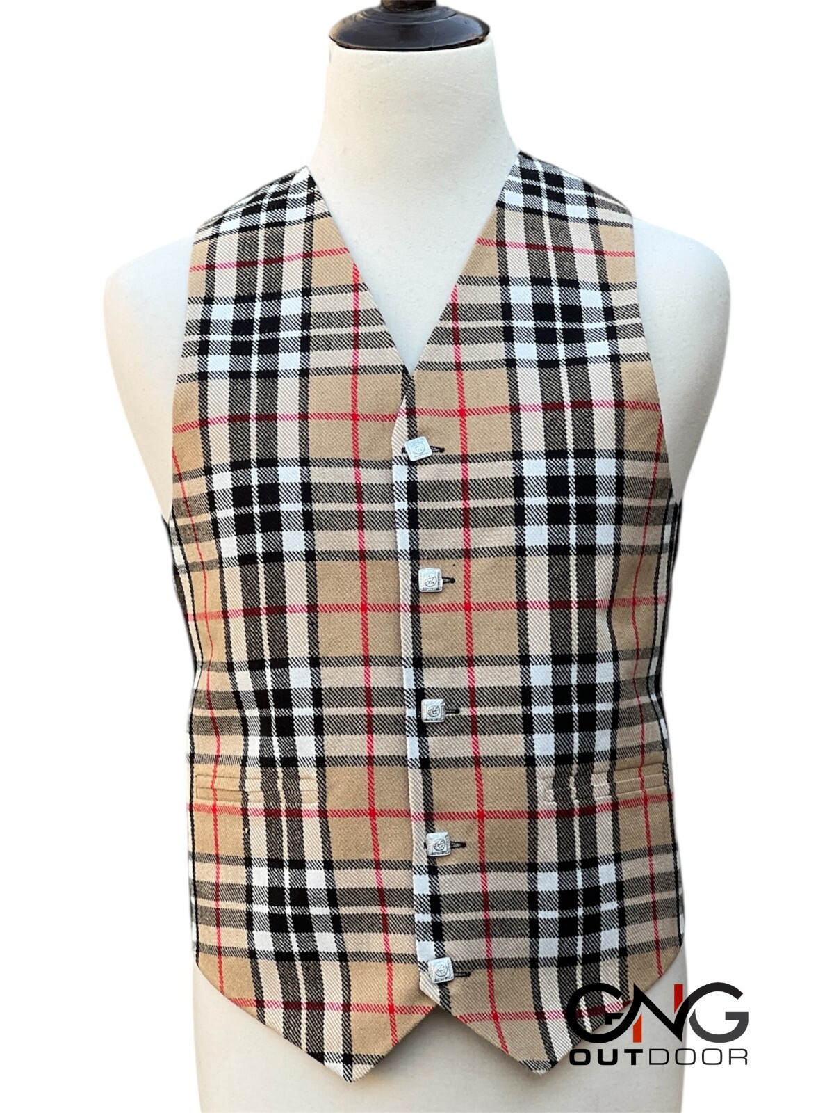 Men’s Wedding Campbell Thomson Tartan Vest 5 Button Scottish Kilt Waistcoat