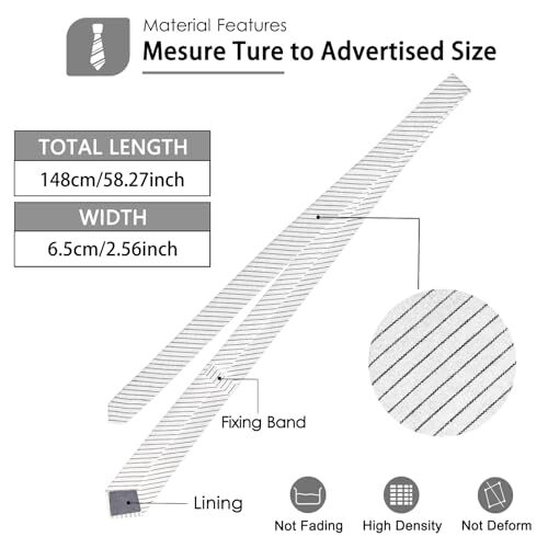 Men’s 2.56” Skinny Cotton Ties Striped Neckties Casual Business Tie for White