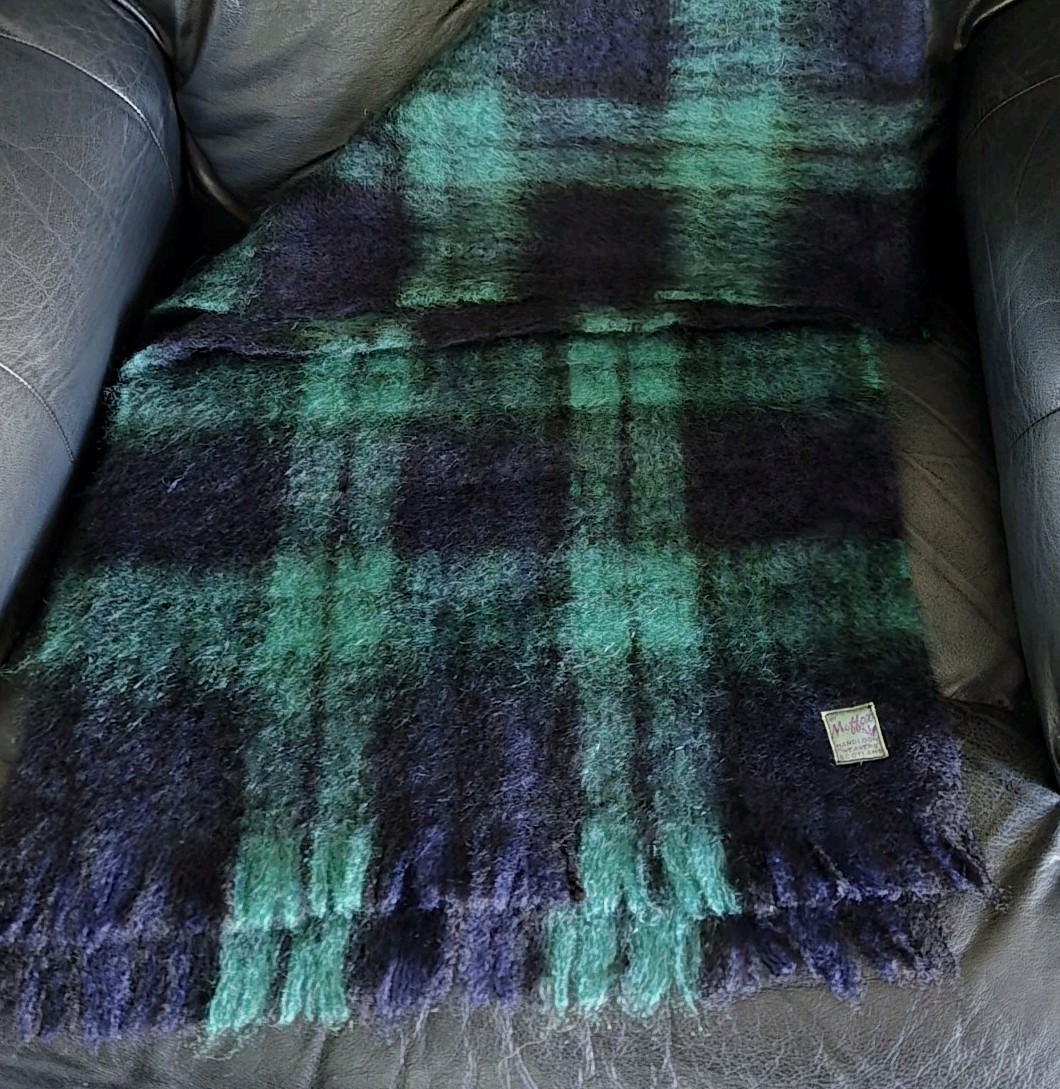 Vintage Scottish Black Watch scarf Tweeds and Tartans by Moffat Handloom Weavers