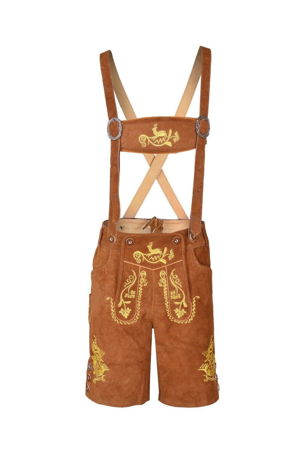 Oktoberfest Bavarian Lederhosen Men German Cowhide Real Leather Matching Short