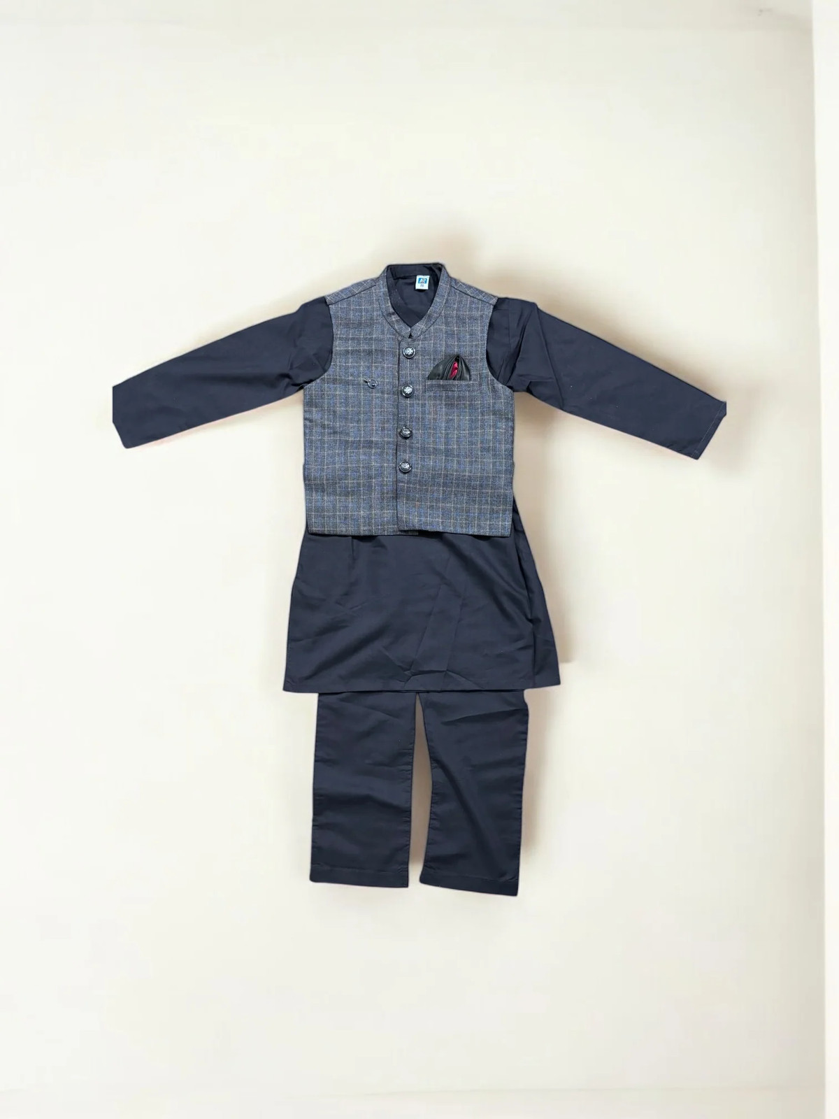 Traditional Soft Cotton Kurta, Pajama and Coat Set for Boys, Cultural Wear, 211