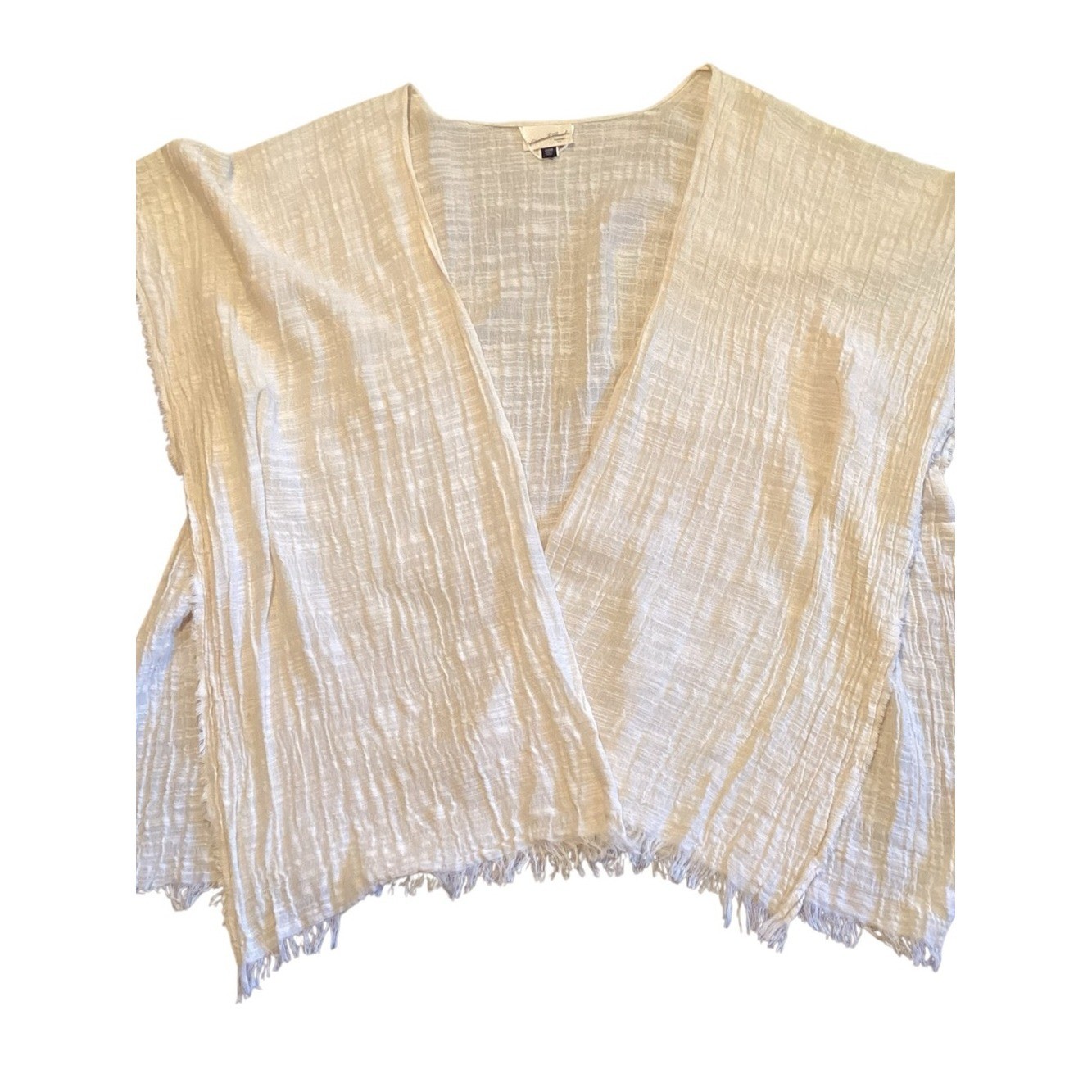 Universal Thread Ivory Cotton Gauze Kimono Cardigan Fringe Hem OS