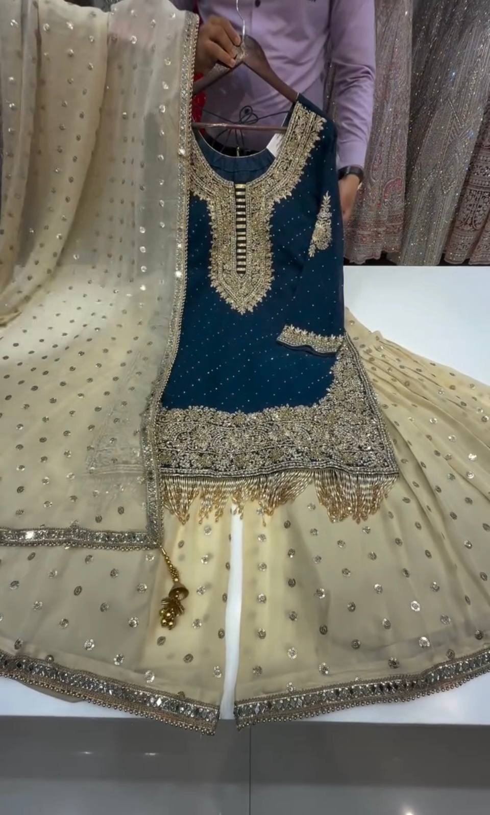 Designer Embroidered Pakistani Suit Indian Party Wear Salwar Kameez Plazo Dress