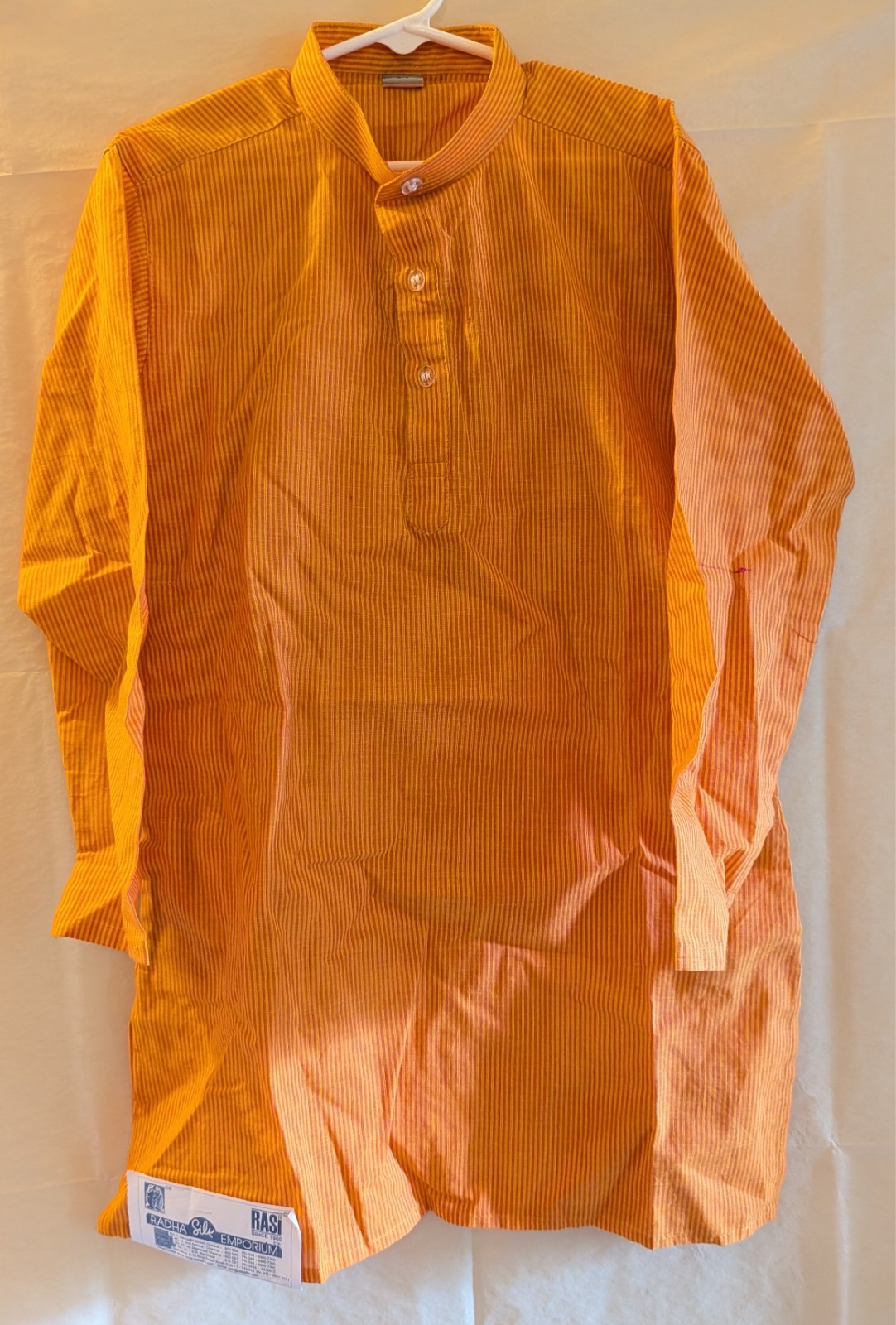 boy child’s kurta tunic top orange striped size 24 traditional clothing shirt