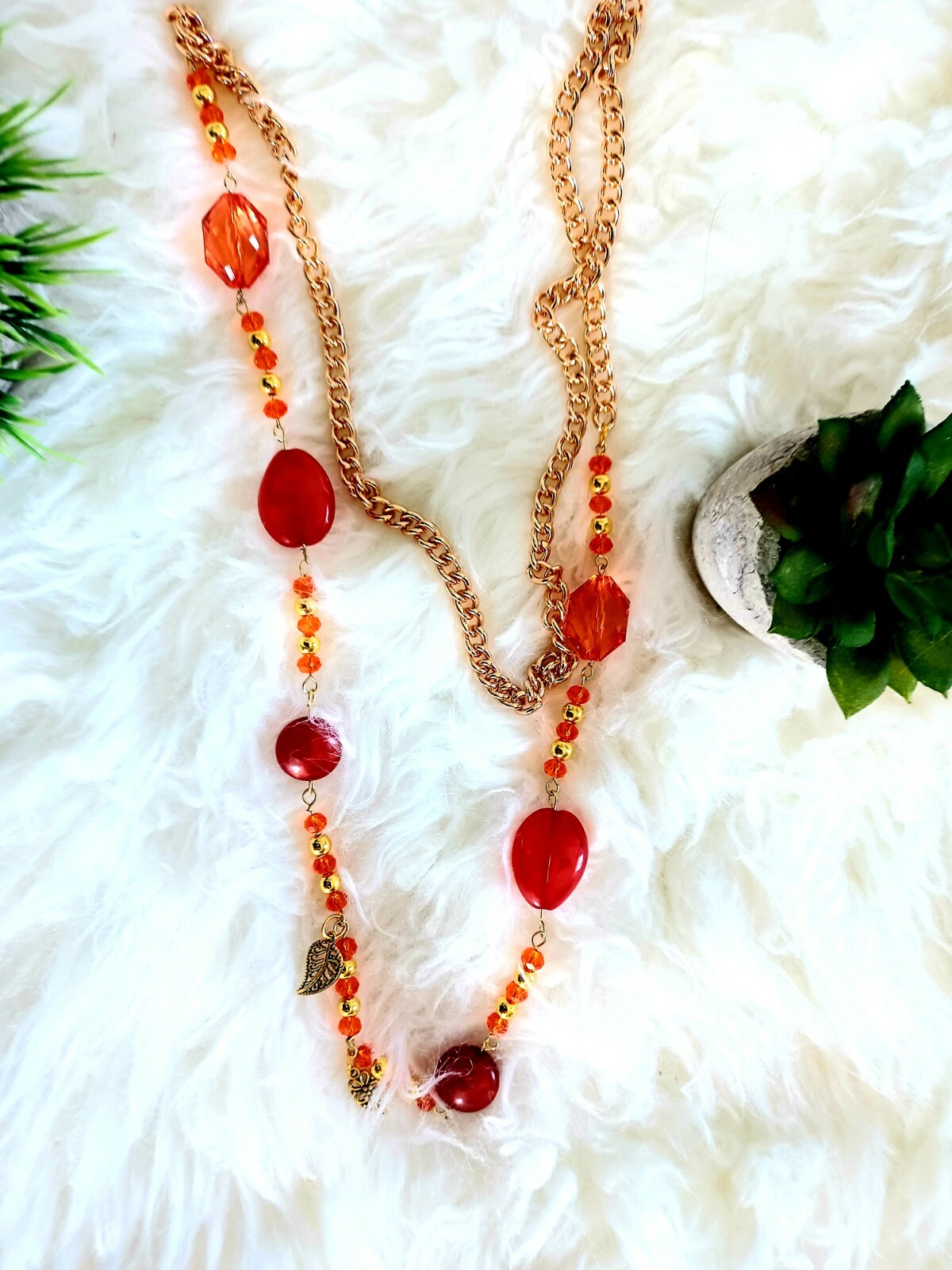 Trendy, versatile and Luxury long chain-bead necklace