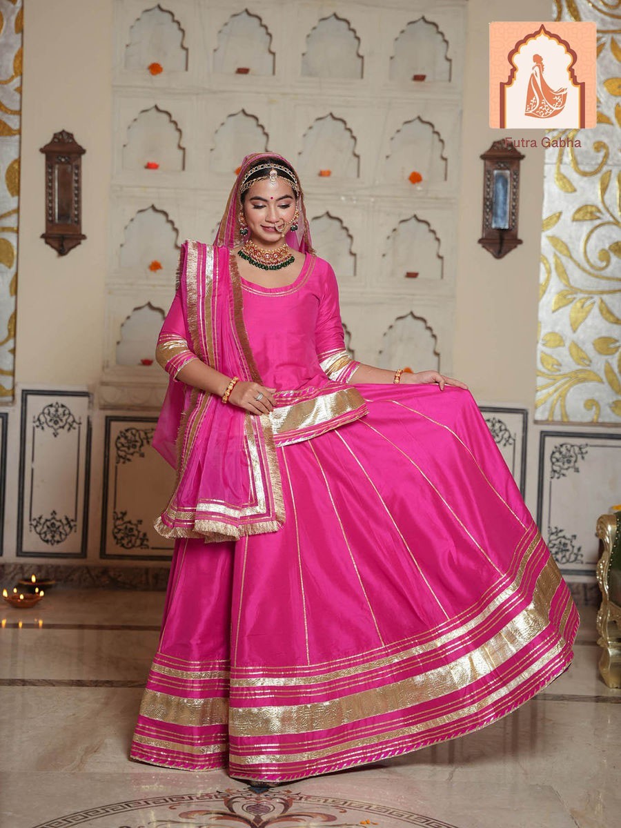 Pink Silk Kurta Skirt Set with Dupatta – Regal Rajputi Poshak Inspired