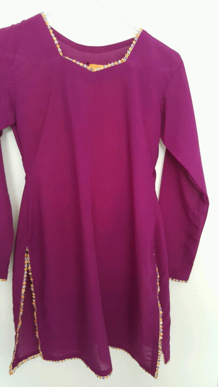 NEW Pakistani Indian Orange Purple Kurta Kameez Eid Party Casual Size Small