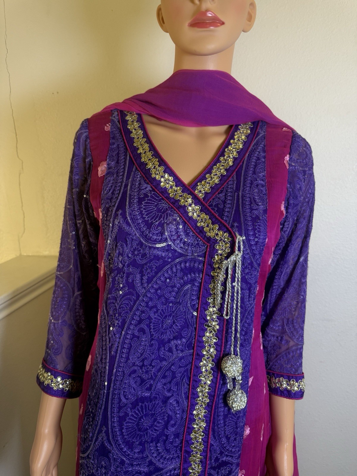 Pakistani Embellished Anarkali Dress , Pajama , Dupatta Casual, Eid Party Wear