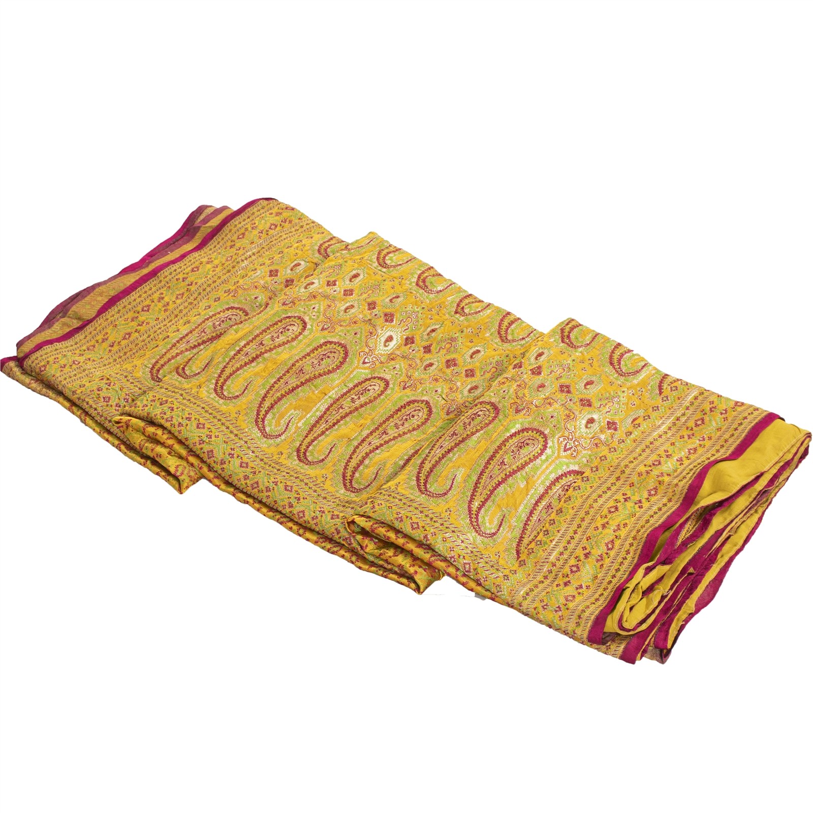 Sanskriti Vintage Saffron Sarees Pure Satin Woven Brocade/Banarasi Sari Fabric