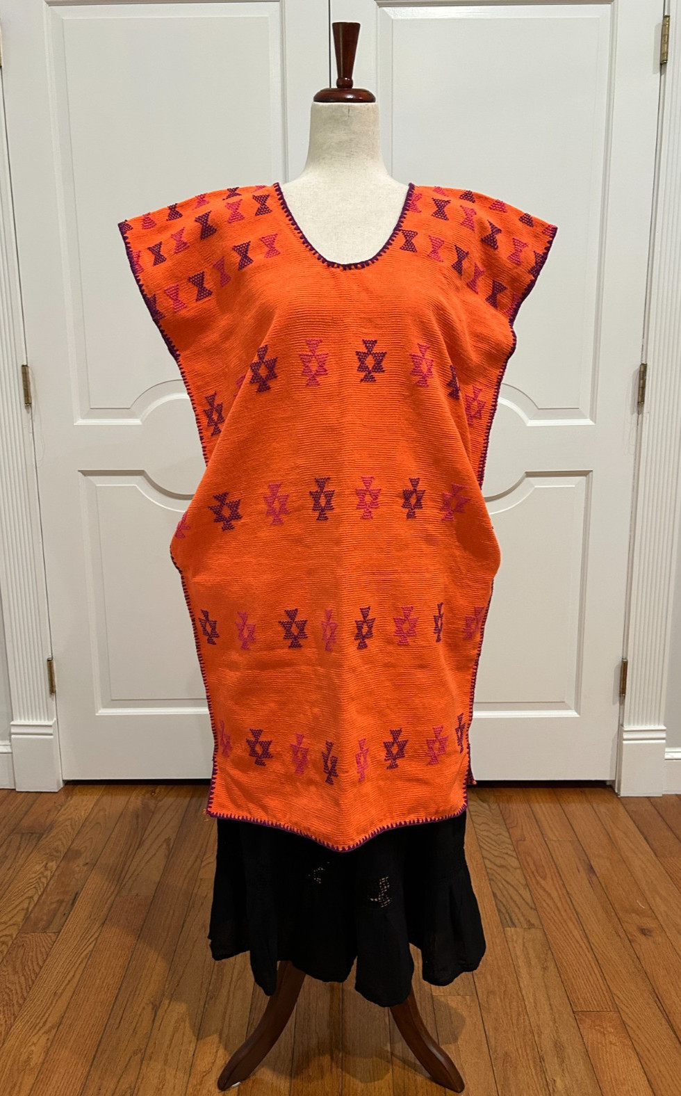 San Juan Colorado Huipil Mexican Kaftan made on backstrap loom.