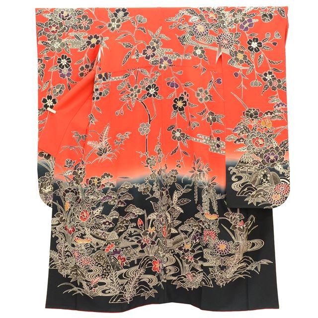 Vintage Japanese Kimono | Furisode & Nagajuban Set | Red Silk tt0749b*